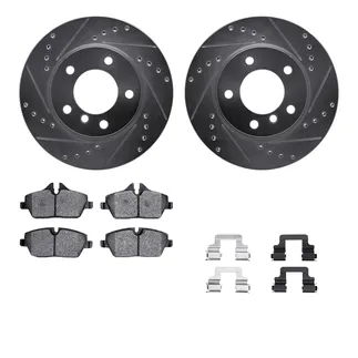 R1 Concepts WGYH1-92011 Drilled & Slotted Silver Rotor Set W/ Semi-Met Pads & Hdw